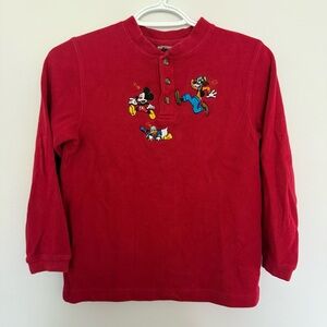 Disney Red Long Sleeve Tee with Iconic Characters